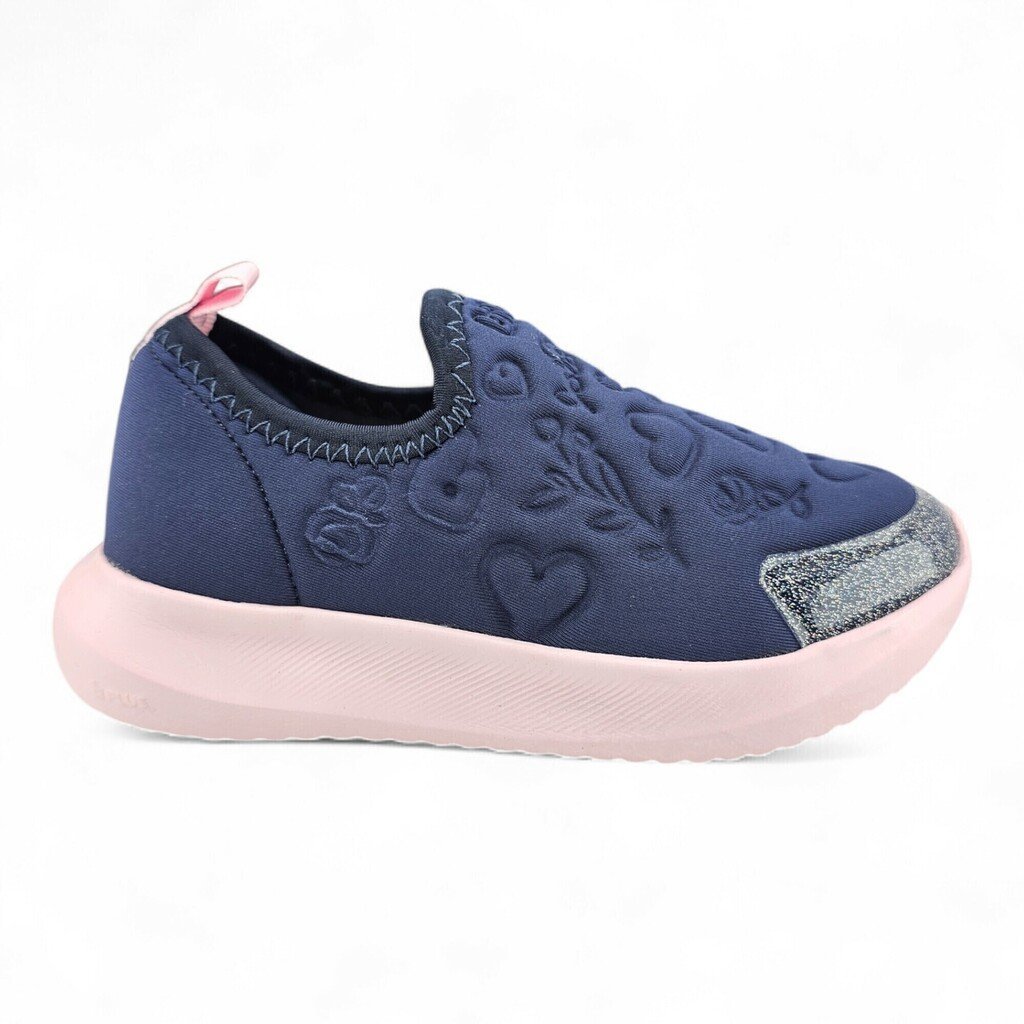 Tênis Infantil Menina Bibi Slip On Matelassê Coração Flores Sistema Calce Fácil Rápido - 1232107