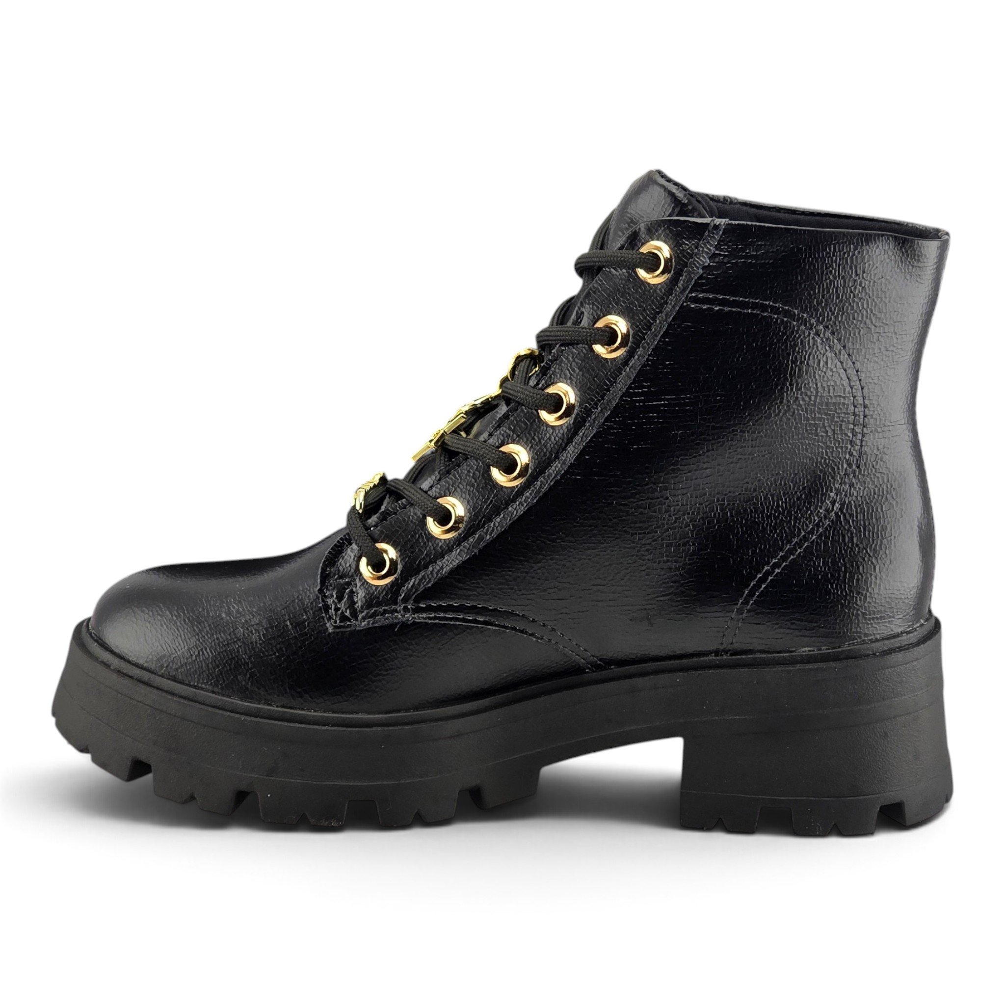 Bota Feminina Dakota Coturno Sola Tratorada Detalhe Pingente Cadarço - d2562 Preto 3