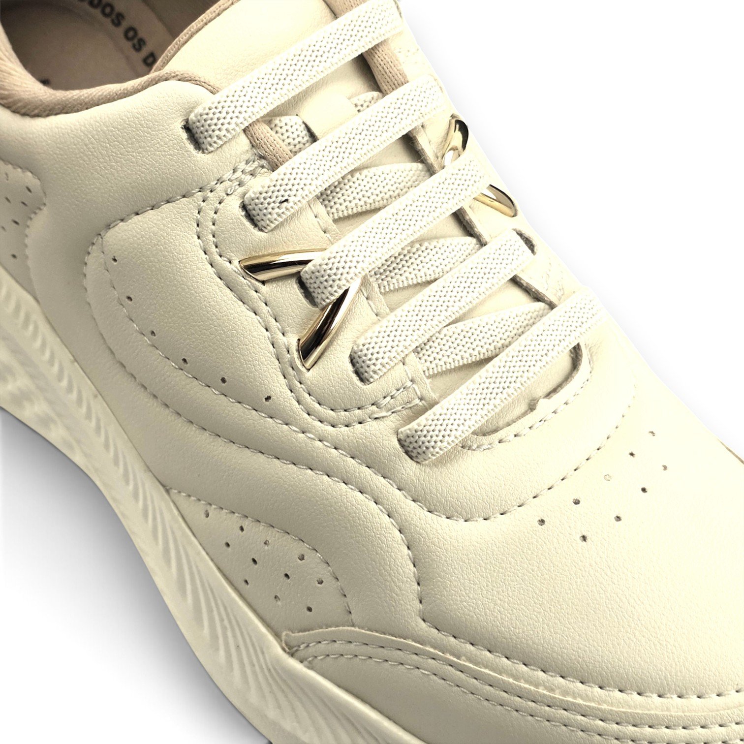 Tenis Feminino Kolosh  Solado EVAFit Cabedal Costuras Matelassê  Cadarço Elástico Calce Fácil - e0405 Bege 5