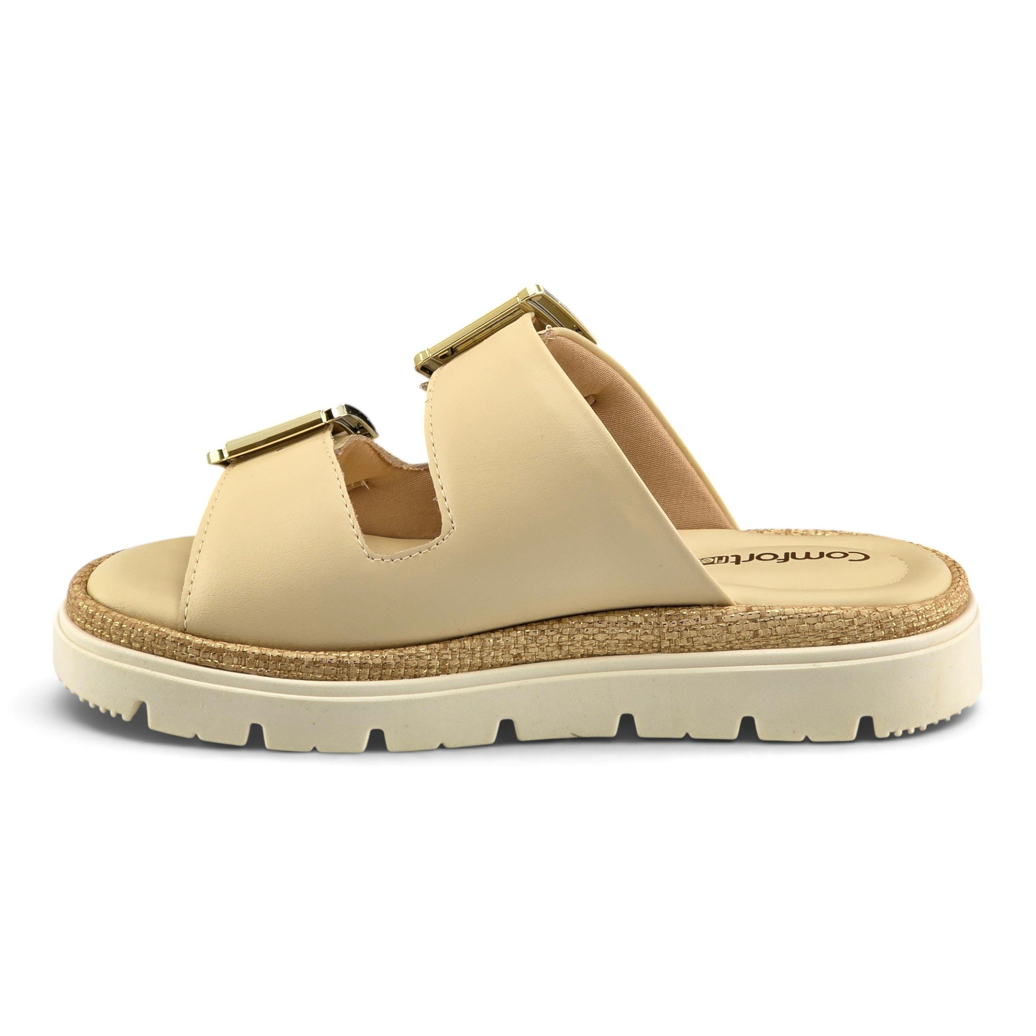 Tamanco Comfortflex Birk Slide Faixa Dupla Fivela Metal cor Marfim - 2446402 Branco 4