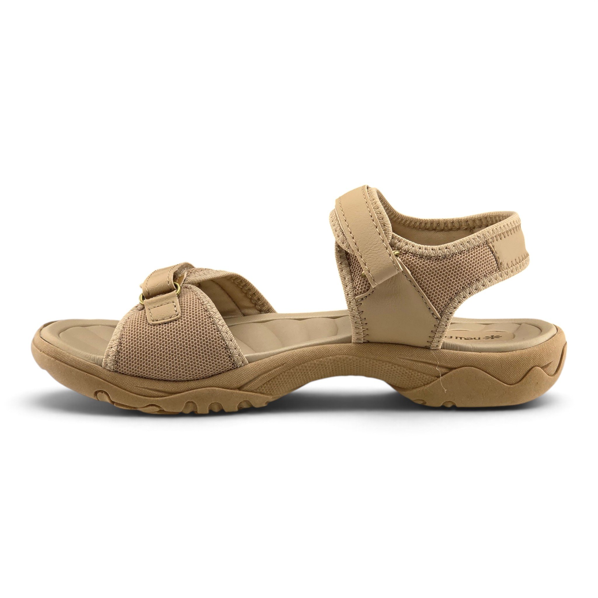 Sandalia Feminina Ortopédica New Face Papete Tecido Fechamento  Velcro - 25308 Bege 3