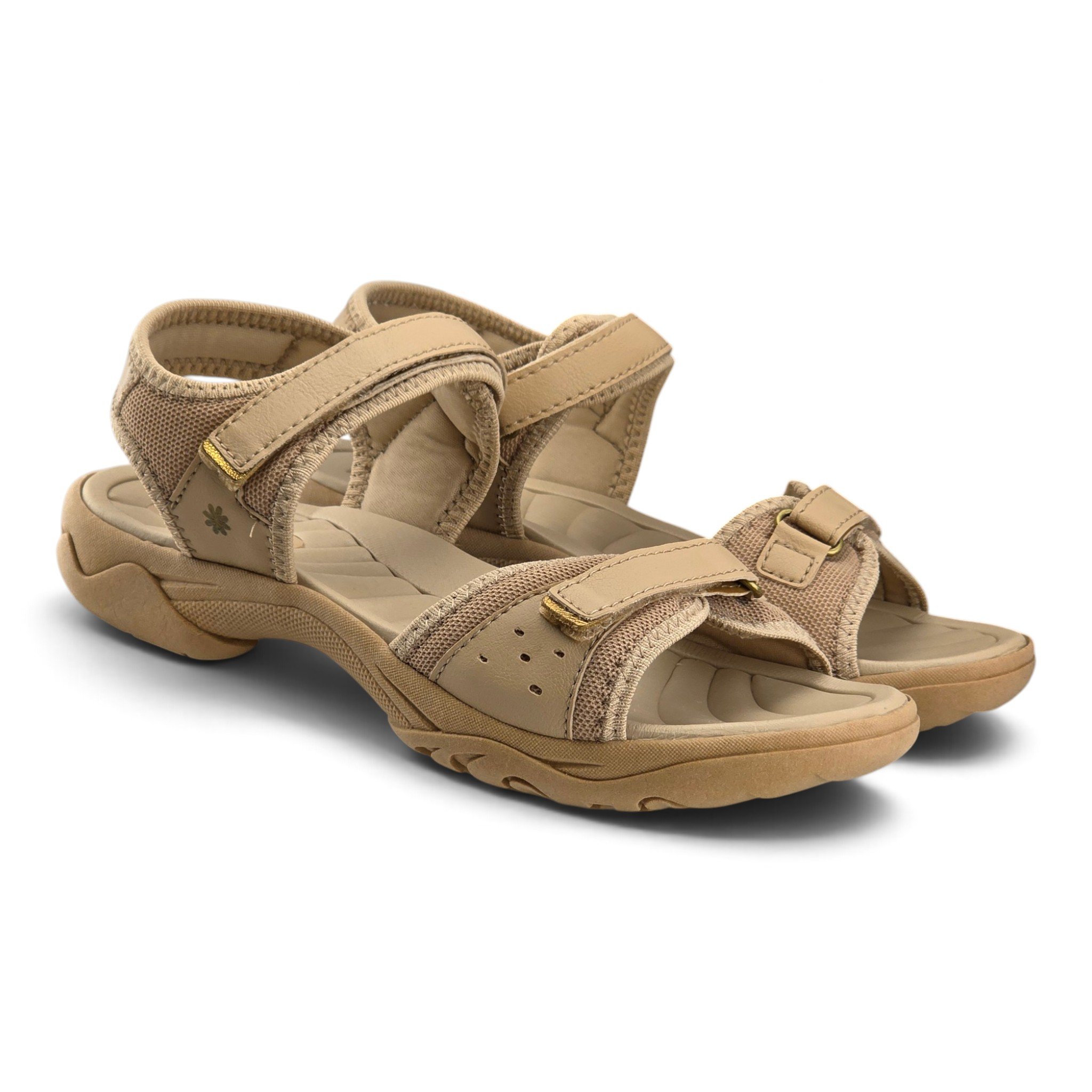 Sandalia Feminina Ortopédica New Face Papete Tecido Fechamento  Velcro - 25308 Bege 4