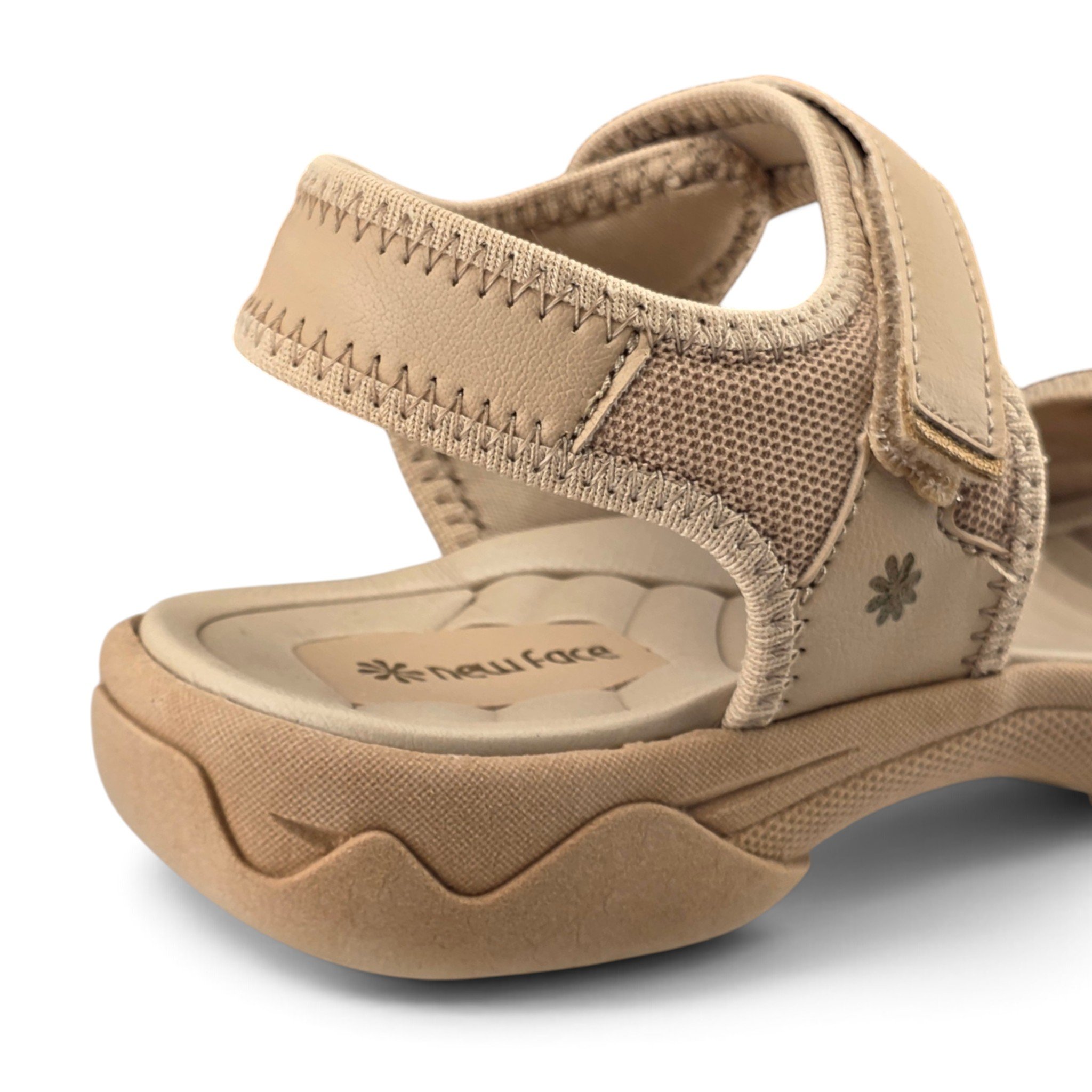 Sandalia Feminina Ortopédica New Face Papete Tecido Fechamento  Velcro - 25308 Bege 6