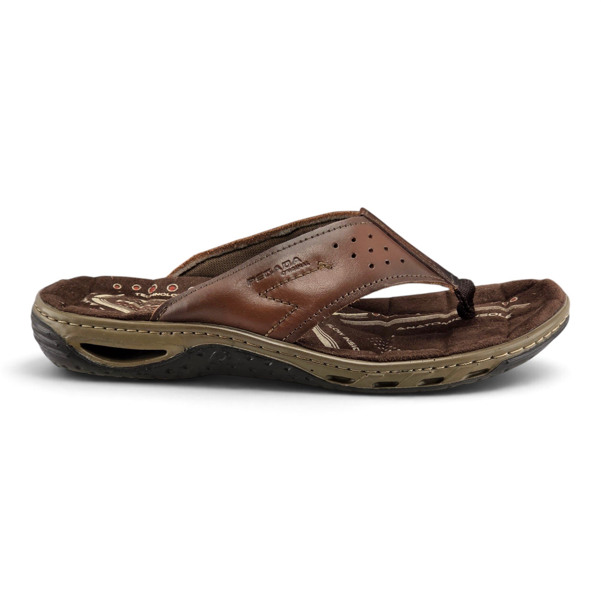 Chinelo Masculino Pegada Dedo Tira Larga Couro Legitimo - 131663