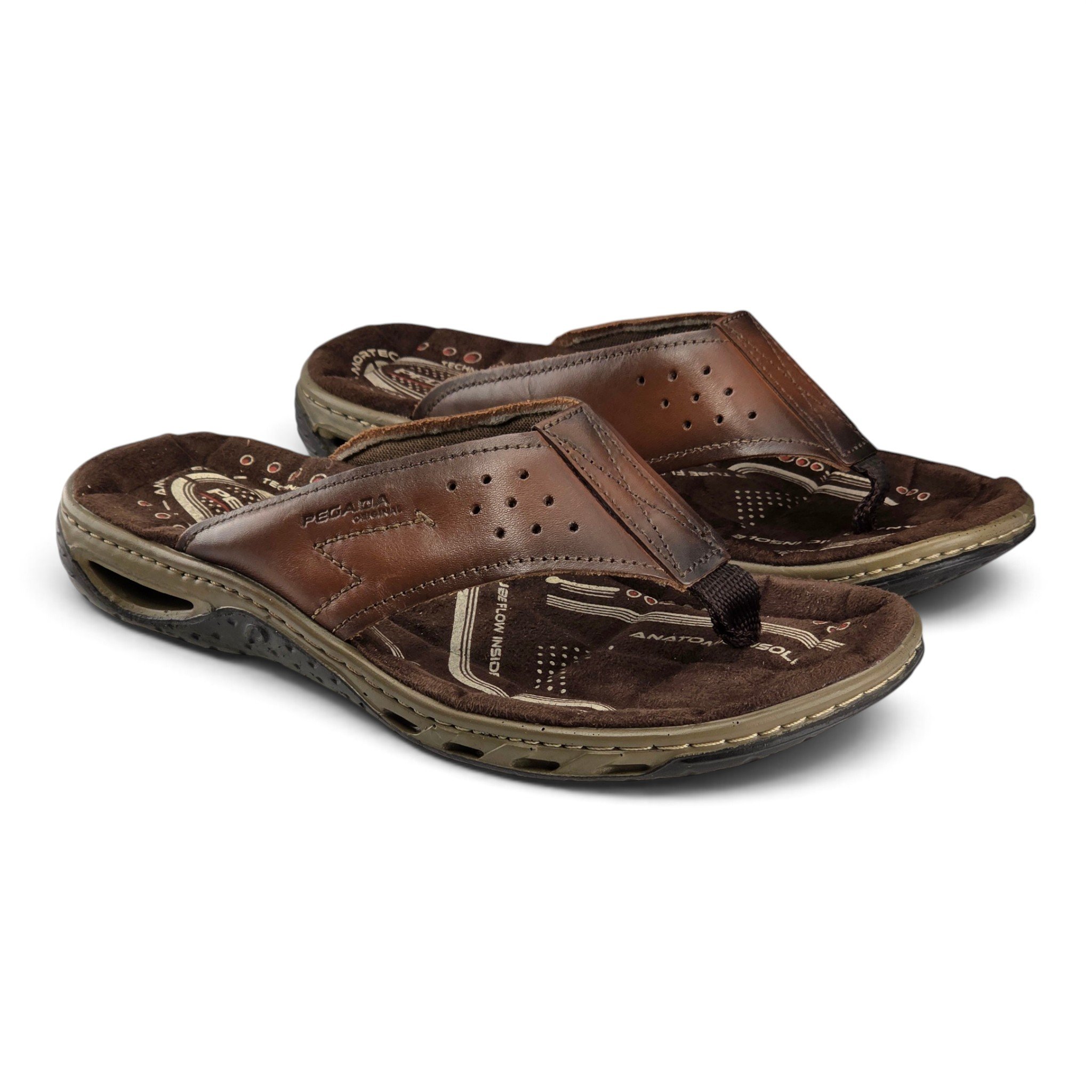 Chinelo Masculino Pegada Dedo Tira Larga Couro Legitimo - 131663 Marrom 4