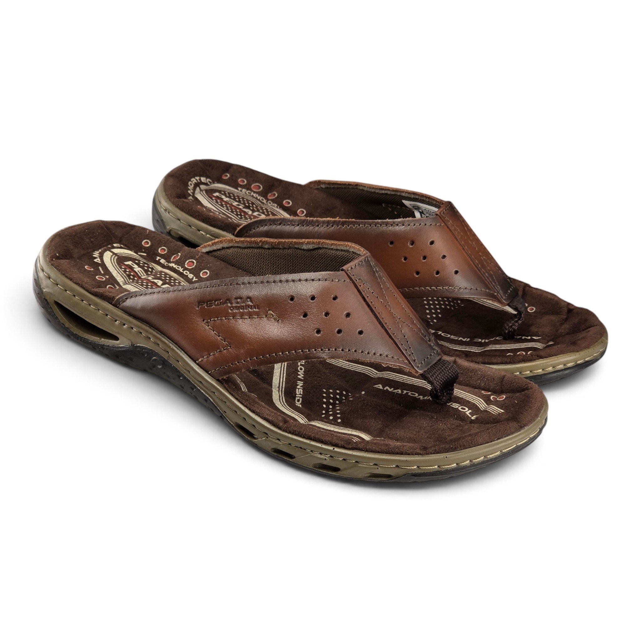 Chinelo Masculino Pegada Dedo Tira Larga Couro Legitimo - 131663 Marrom 5