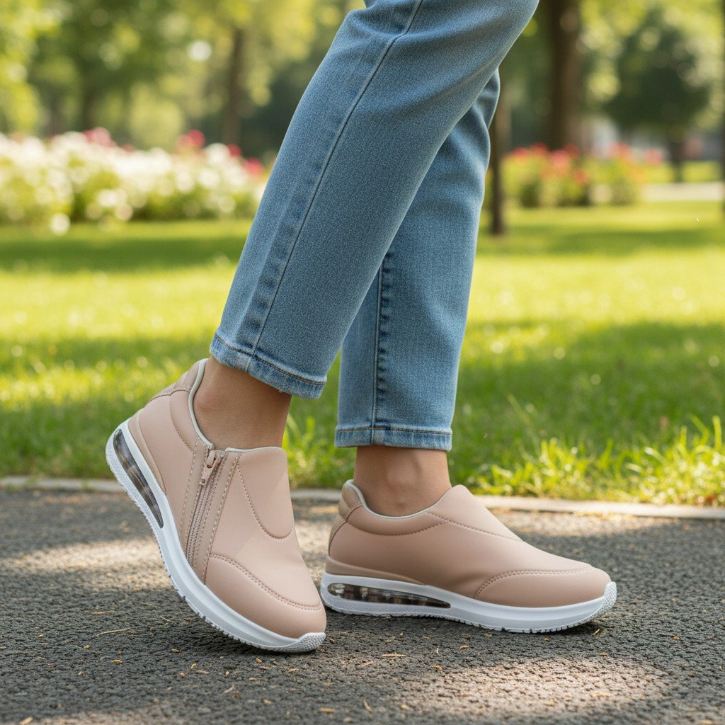 Tenis Feminino Comfortflex Soft Ziper Lateral Sola com Gel - 2448401 Bege 2