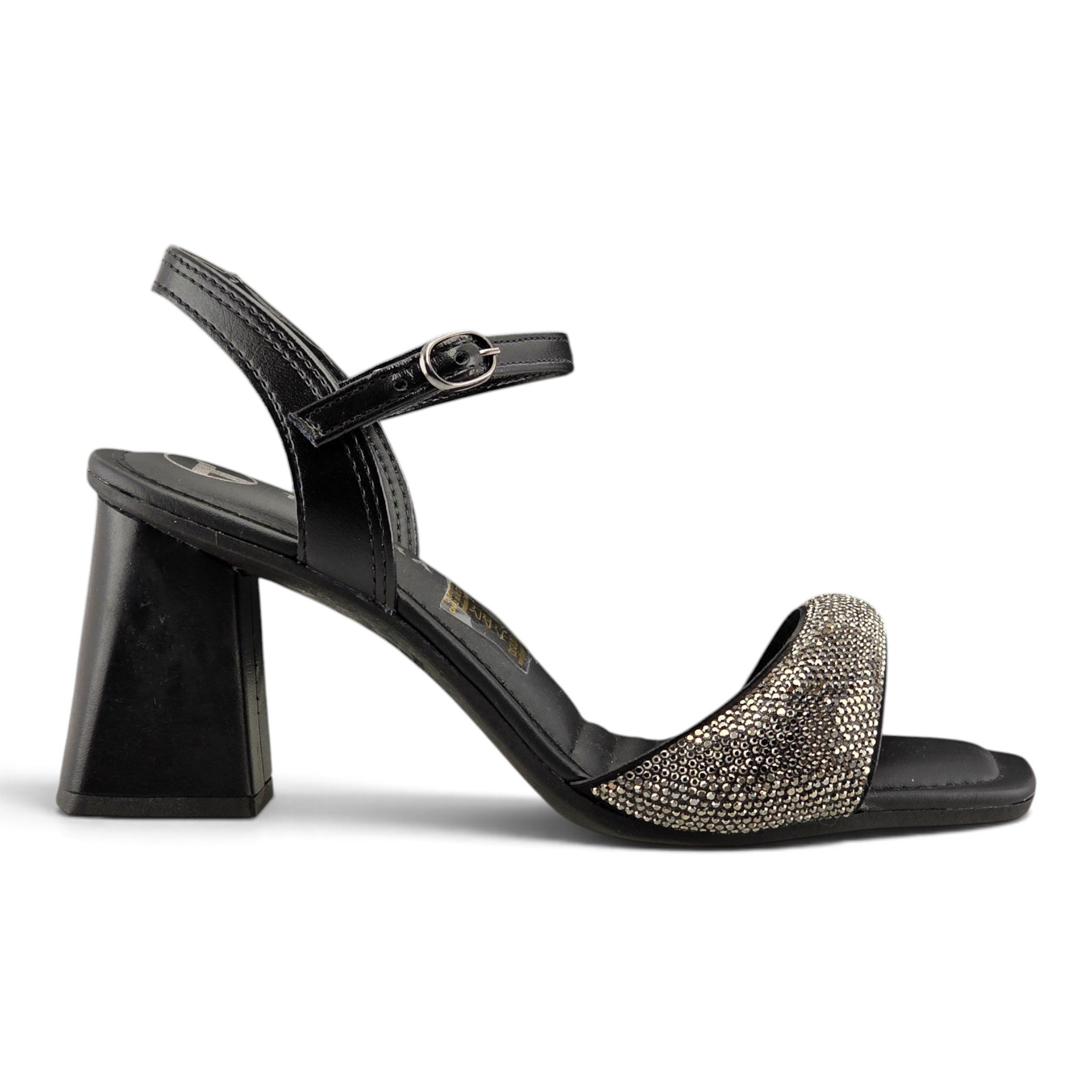 Sandália Feminina Tanara Salto Bloco 8 cm Tira Strass - t8728