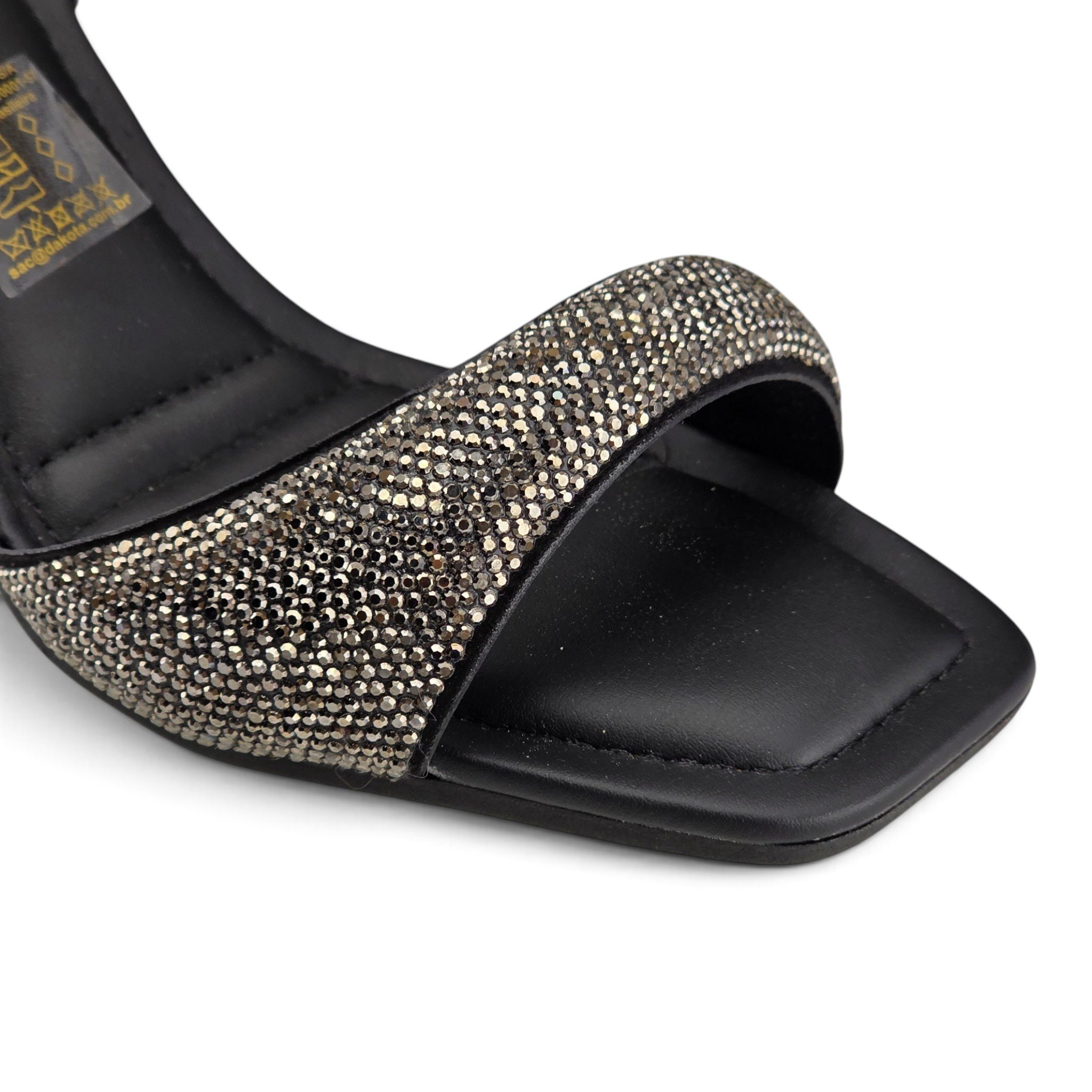 Sandália Feminina Tanara Salto Bloco 8 cm Tira Strass - t8728 Preto 5