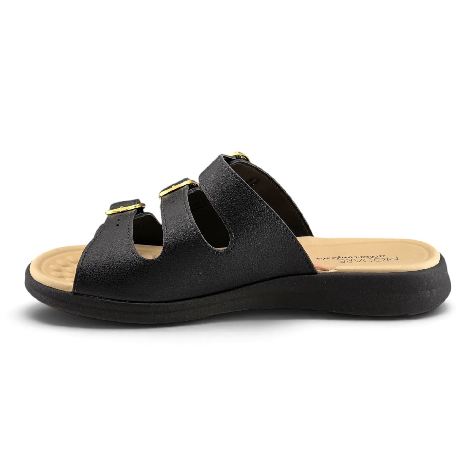 Tamanco Feminino Modare Três Tiras com fivela Regulável -7174122 Preto 3