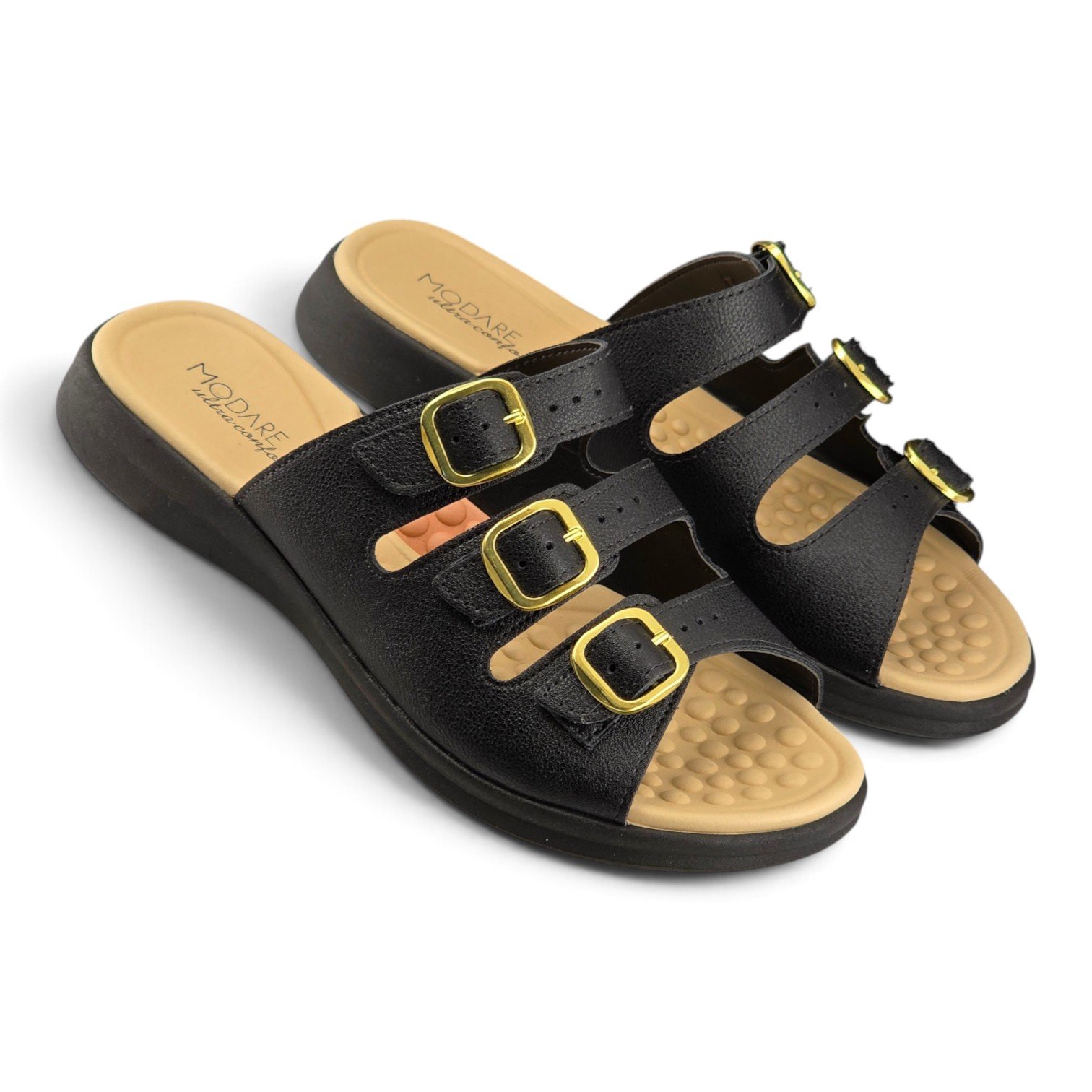 Tamanco Feminino Modare Três Tiras com fivela Regulável -7174122 Preto 8