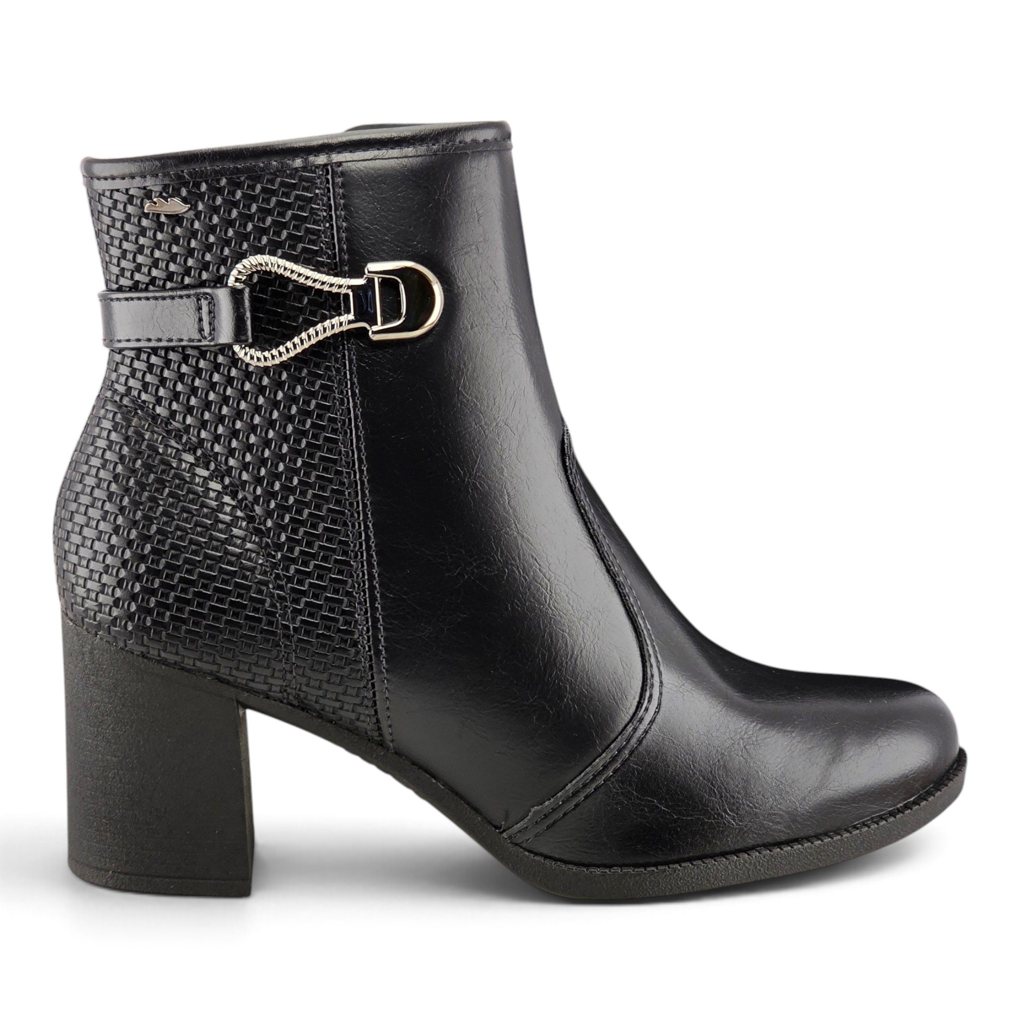 Bota Feminina Dakota Vieri Cano Curto Com Salto Bloco Detalhe Fivela Trabalhada - d2193