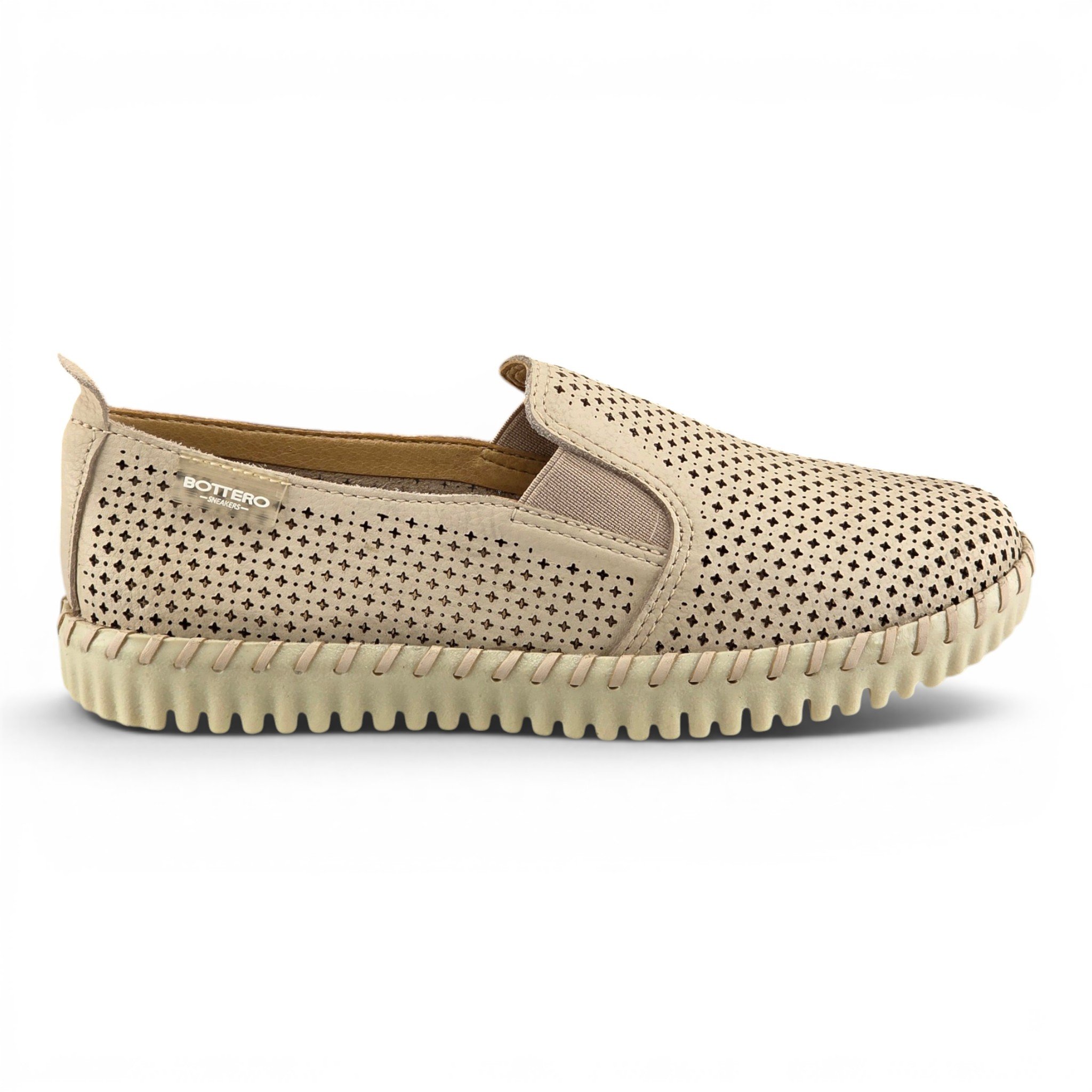 Sapato bottero 382701 couro perfurado elastico laterais