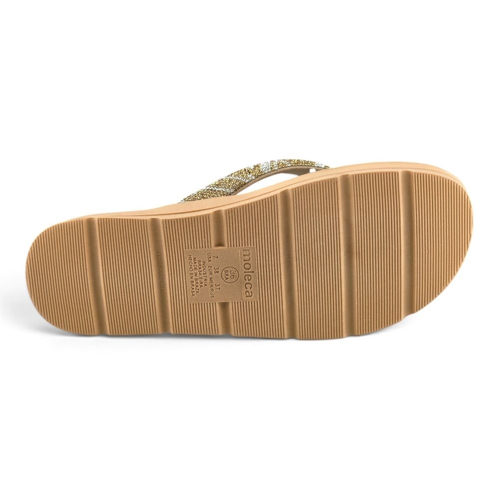 Tamanco Feminino Moleca Solado Flatform Tratorada Leve Tiras Com Aplicação de Strass - 5490221 Bege 8