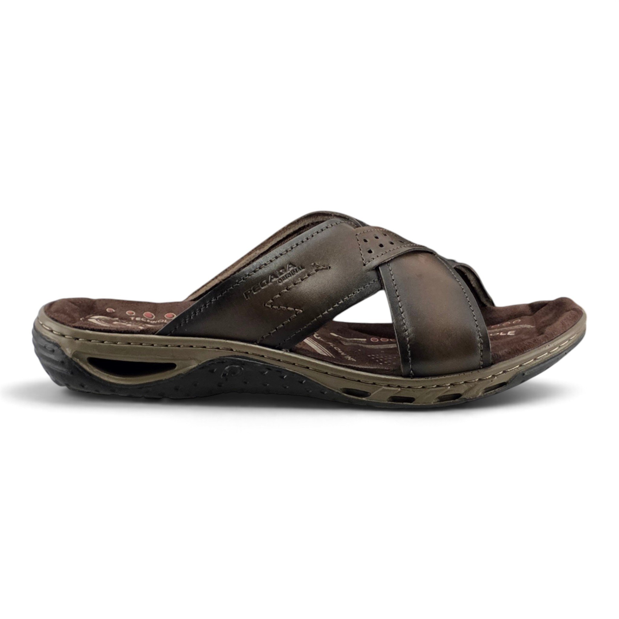 Chinelo Masculino Pegada Couro Tiras Cruzadas -131661