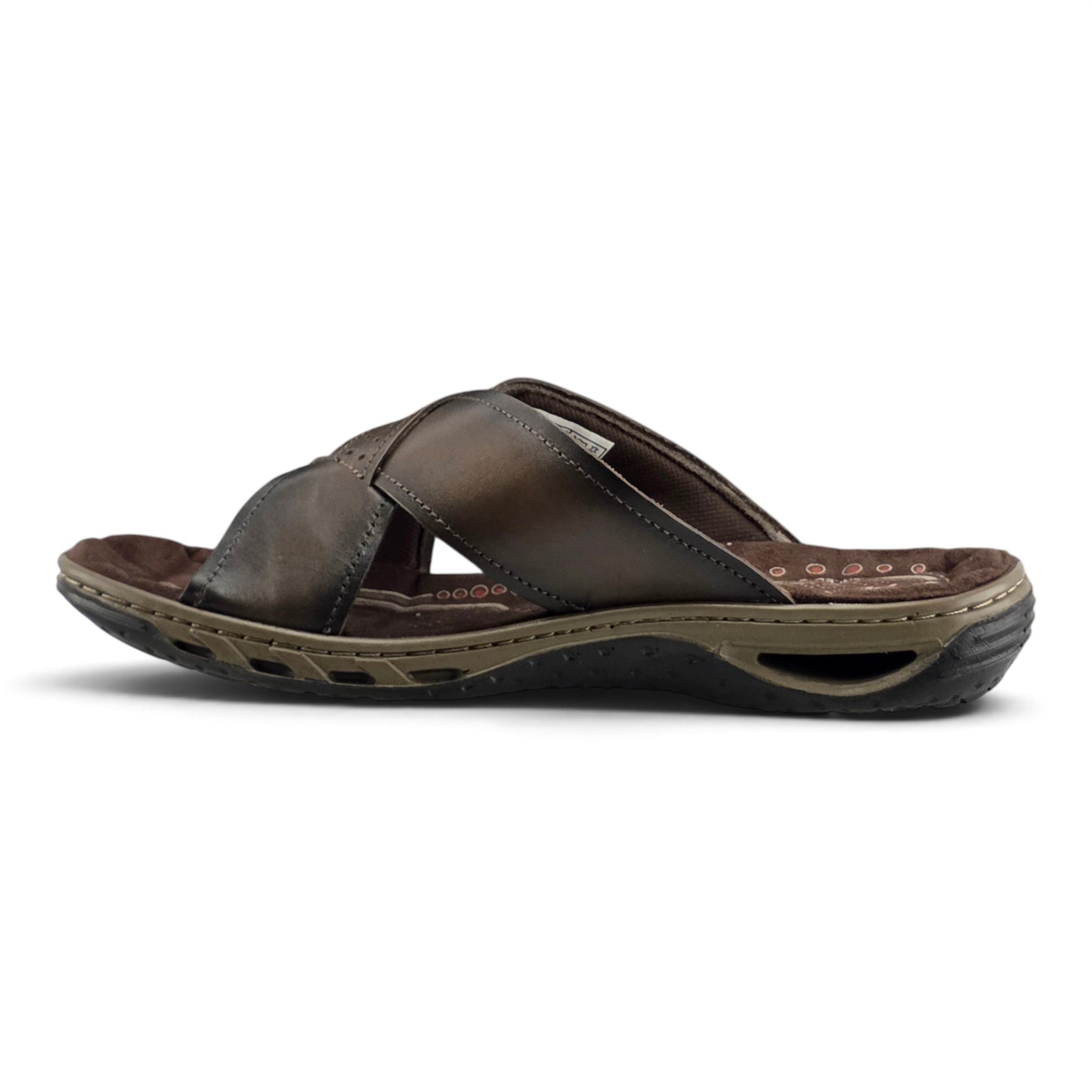 Chinelo Masculino Pegada Couro Tiras Cruzadas -131661 Marrom 3