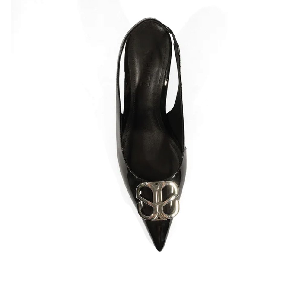 Scarpin Schutz Slingback Couro Preto Preto 3