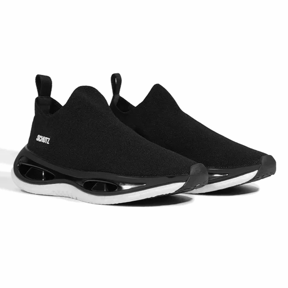 Tênis Schutz Slip On Knit Tecido Preto Preto 5