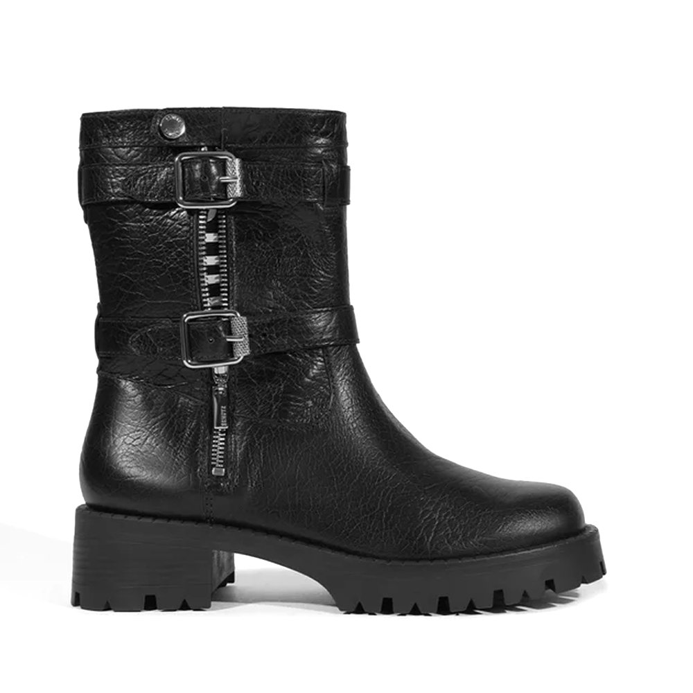 Bota Schutz Tratorada Raven Couro Cano Médio Preta