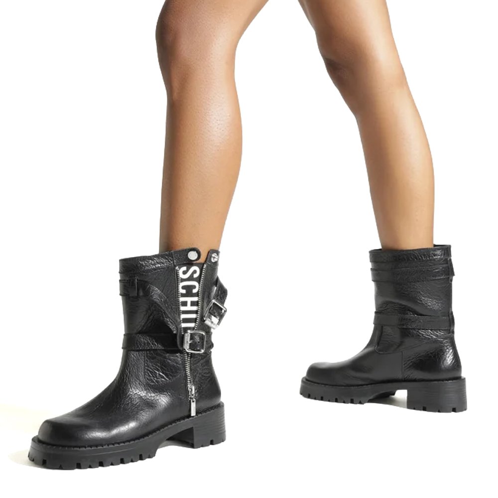 Bota Schutz Tratorada Raven Couro Cano Médio Preta Preto 2