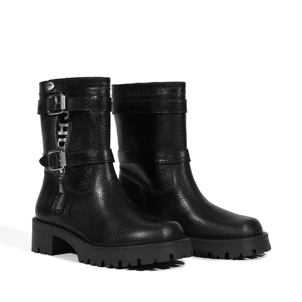 Bota Schutz Tratorada Raven Couro Cano Médio Preta Preto 5