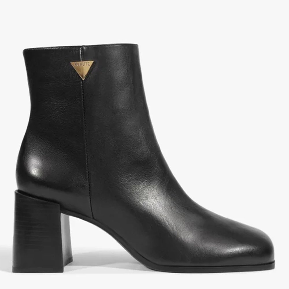 Bota Schutz Bloco Couro Cano Curto Preta