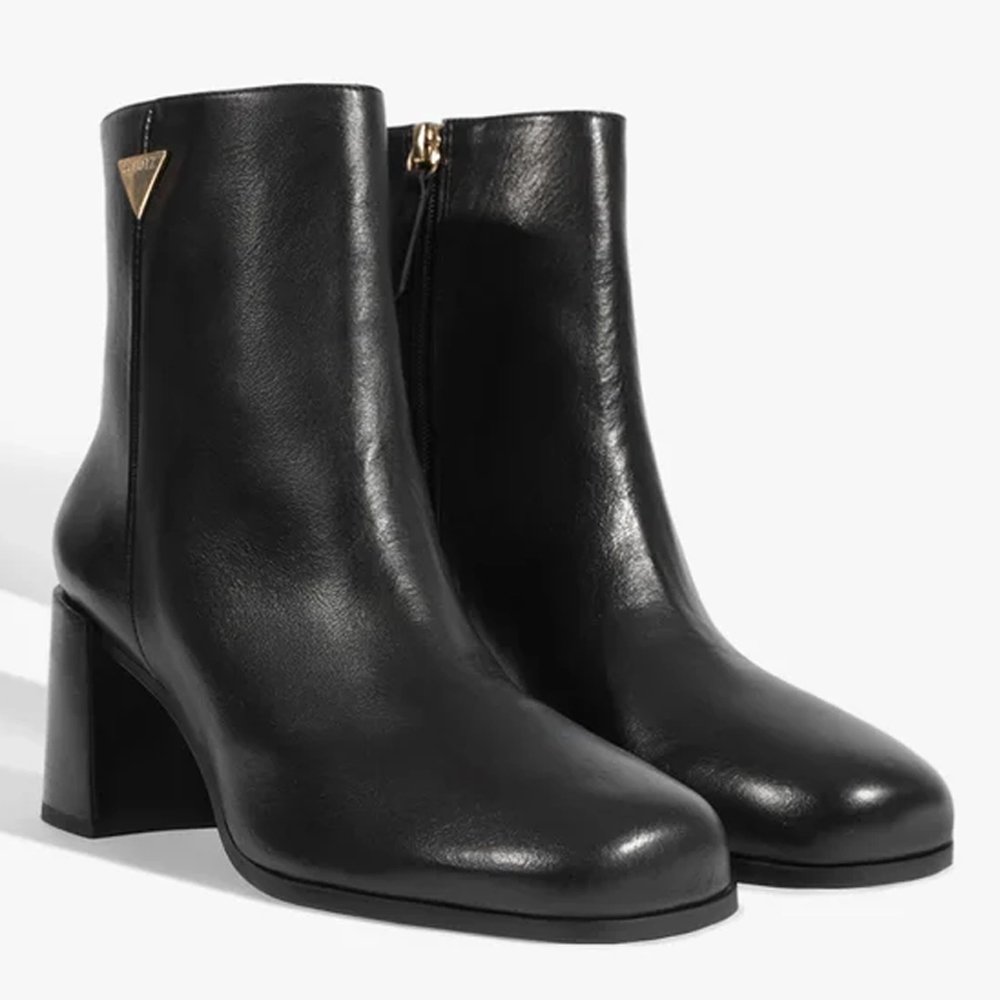 Bota Schutz Bloco Couro Cano Curto Preta Preto 3