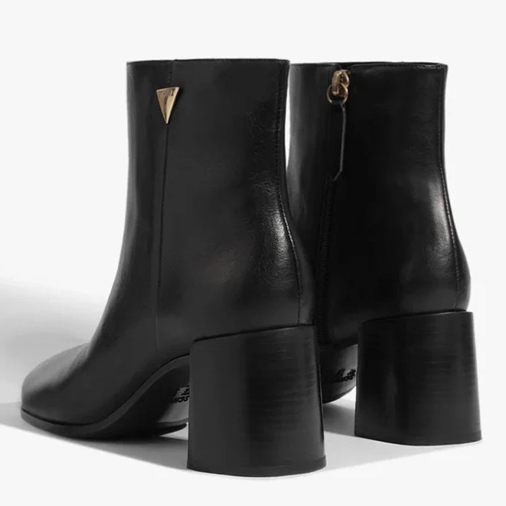 Bota Schutz Bloco Couro Cano Curto Preta Preto 4
