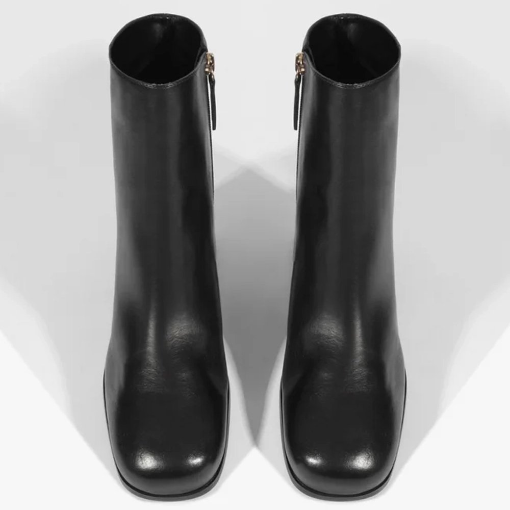 Bota Schutz Bloco Couro Cano Curto Preta Preto 5