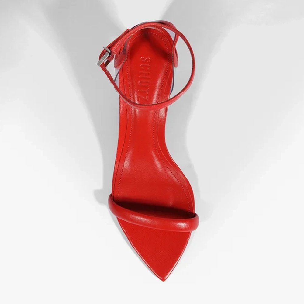 Sandália Schutz Skye Leaf Mid Couro Vermelha Vermelho 3