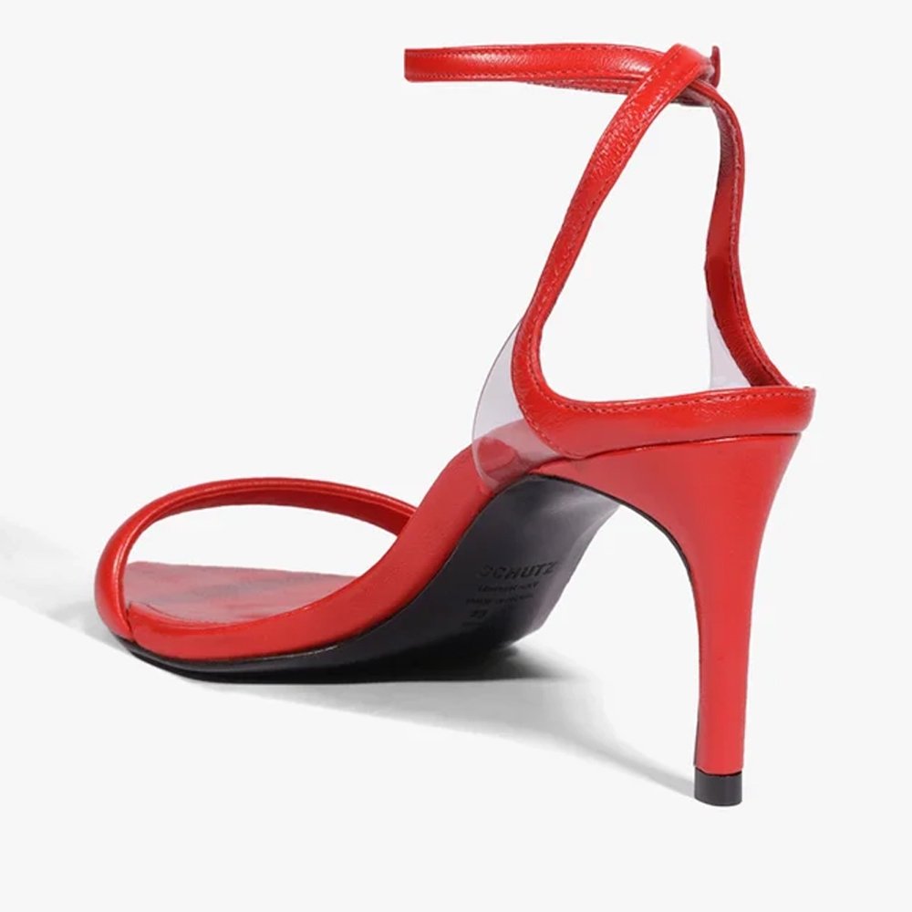 Sandália Schutz Skye Leaf Mid Couro Vermelha Vermelho 4