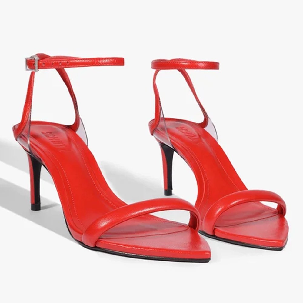 Sandália Schutz Skye Leaf Mid Couro Vermelha Vermelho 5