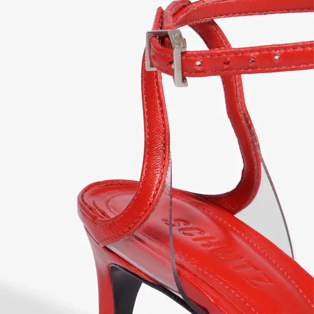 Sandália Schutz Skye Leaf Mid Couro Vermelha Vermelho 6