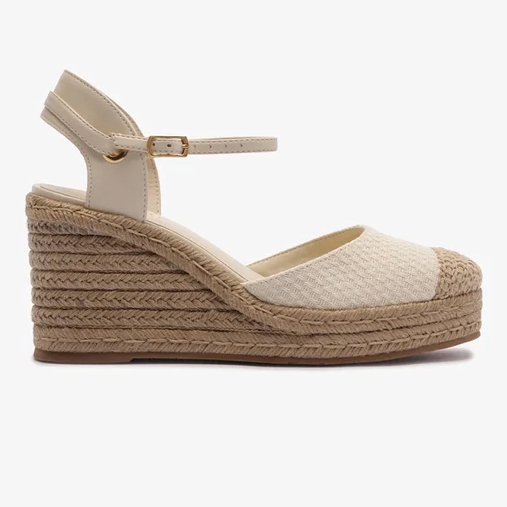 Sandália Espadrille Arezzo Off White Tecido Plataforma
