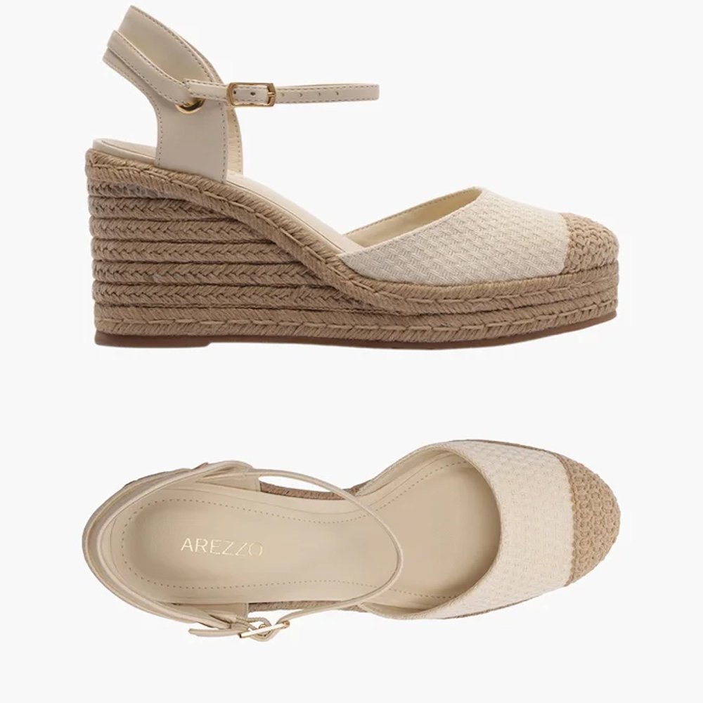 Sandália Espadrille Arezzo Off White Tecido Plataforma Off White 6