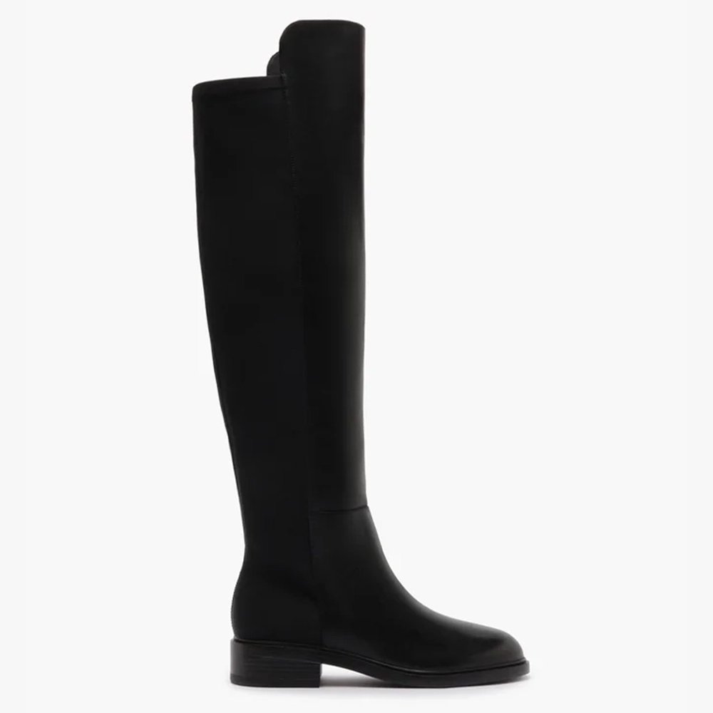 Bota Arezzo Over The Knee Preta Couro Salto Baixo