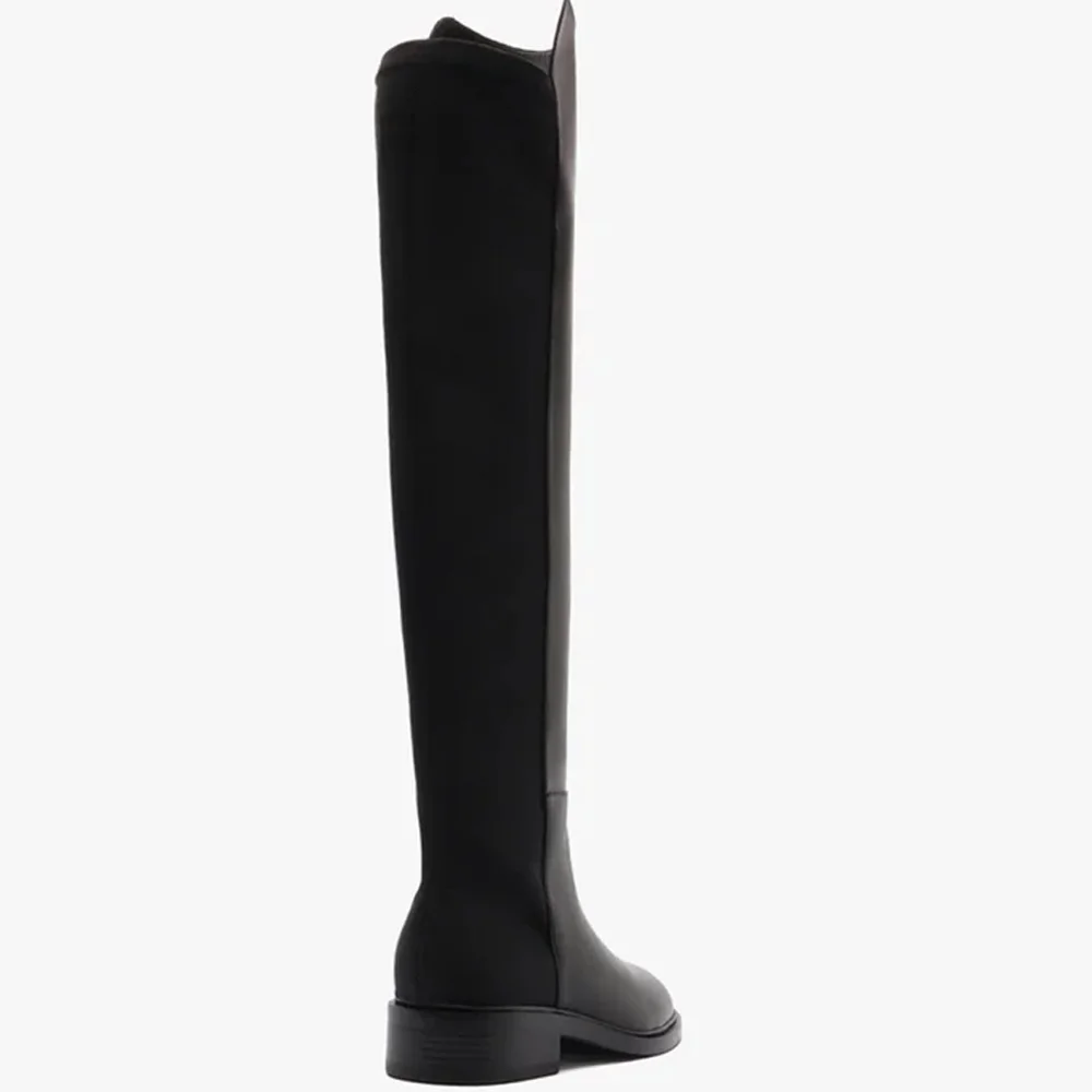 Bota Arezzo Over The Knee Preta Couro Salto Baixo Preto 4