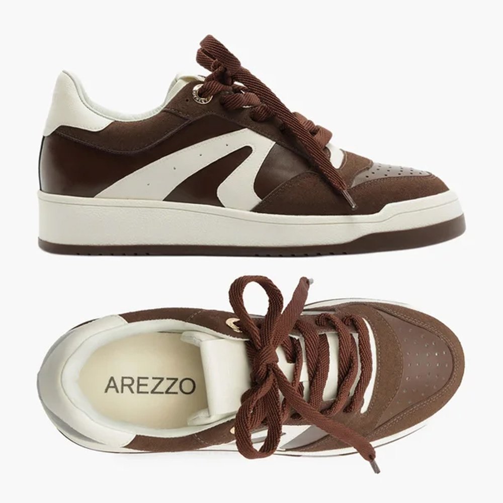 Tênis Arezzo Casual Couro e Camurça Marrom 5