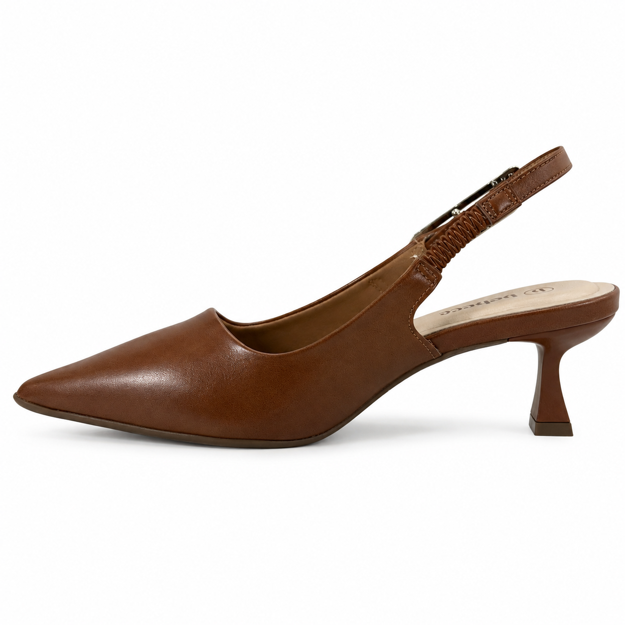 Scarpin Bebecê Slingback Feminino Salto Taça Baixo T3814-381 Marrom 5