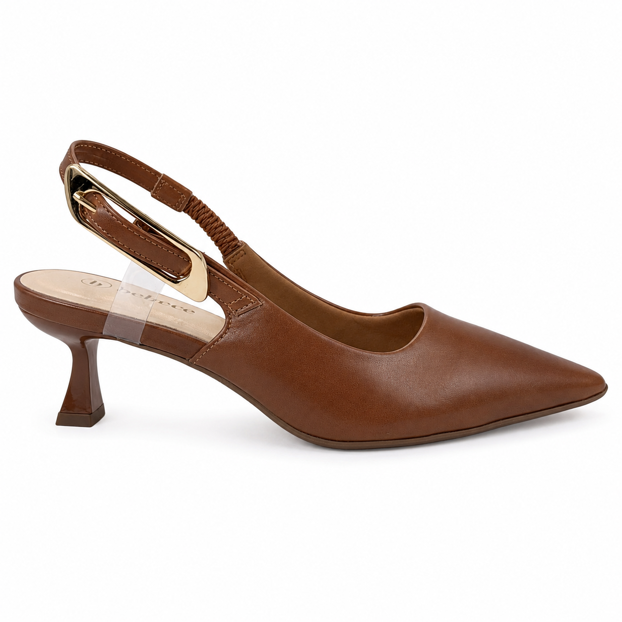 Scarpin Bebecê Slingback Feminino Salto Taça Baixo T3814-381 Marrom 6