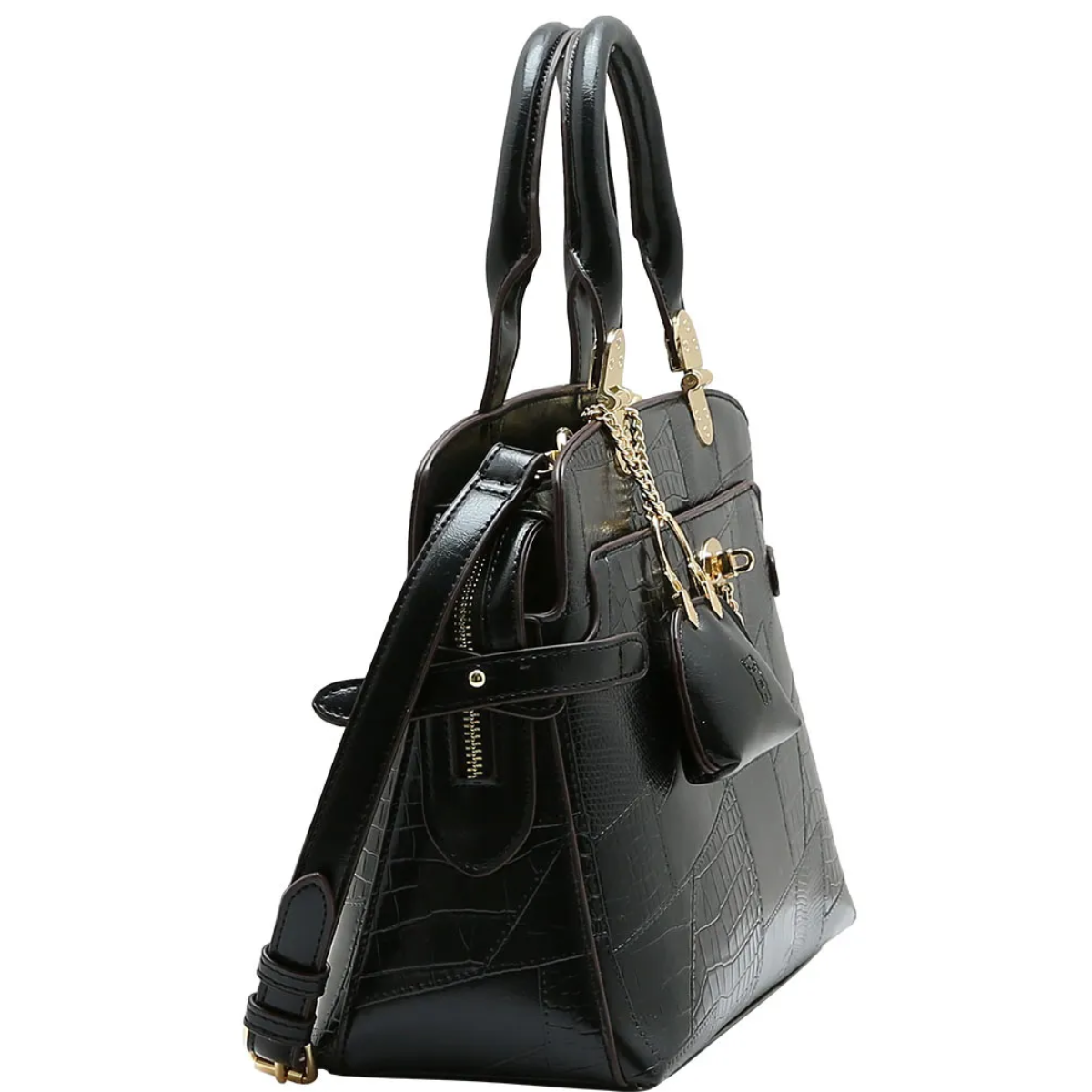 Bolsa Chenson Satchel Feminina New Croco Style 3485577 Preto 2