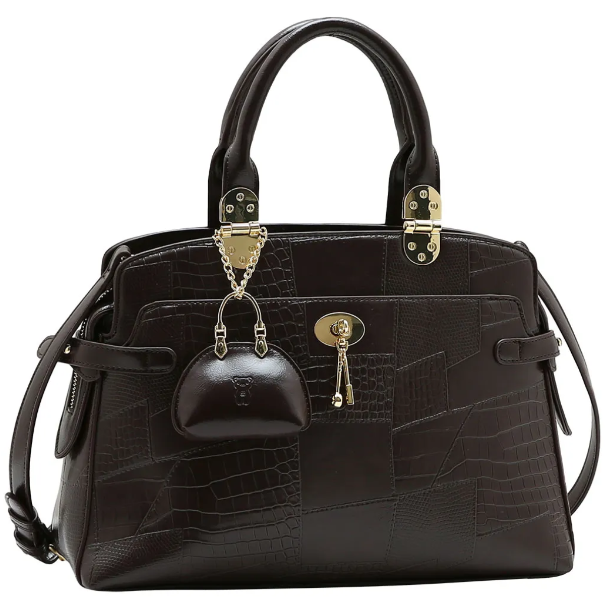 Bolsa Chenson Satchel Feminina New Croco Style 3485577 Preto 4