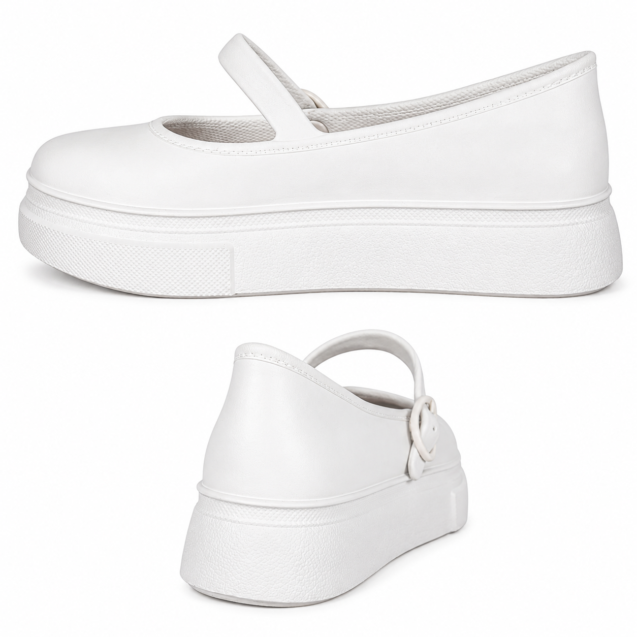 Sapato Moleca Flatform Mary Jane EVA Colegial Fofa 5850.100 Branco 4