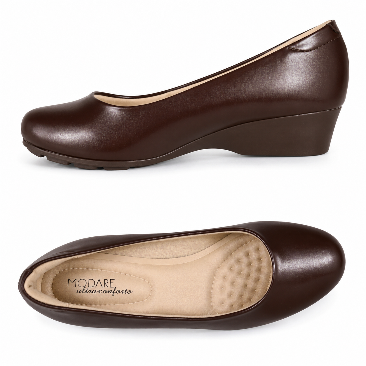 Sapato Modare Ultraconforto Boneca Scarpin Anabela 7014.200 Marrom 3