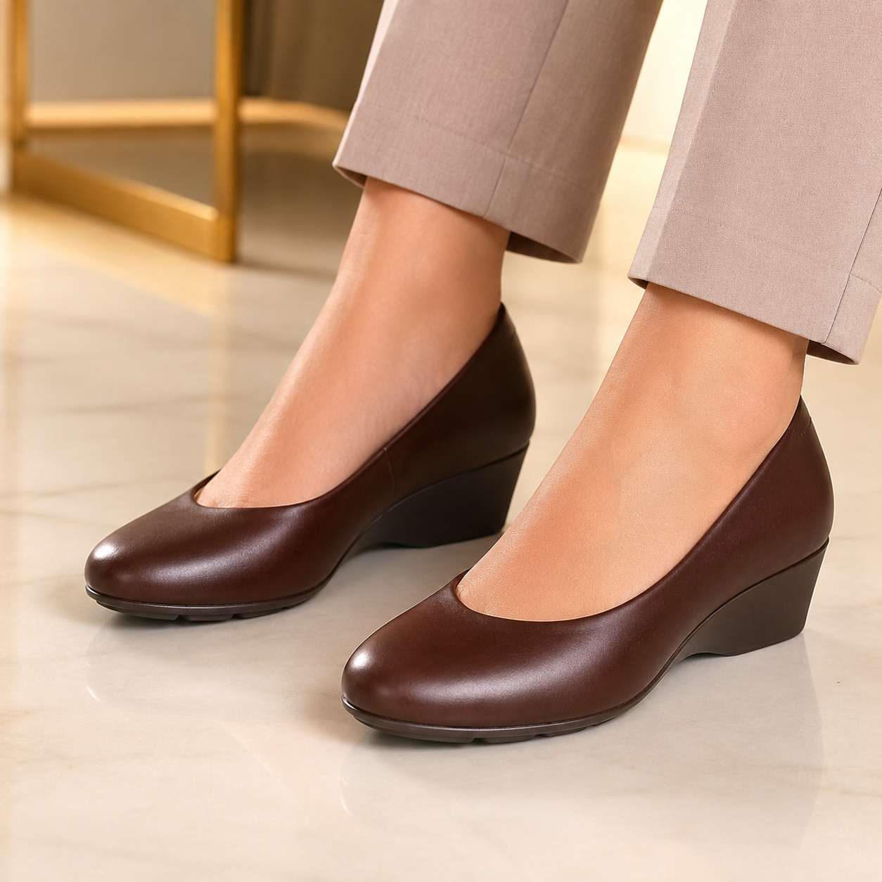 Sapato Modare Ultraconforto Boneca Scarpin Anabela 7014.200 Marrom 5
