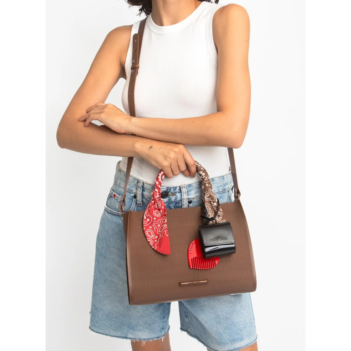 Bolsa Petit Jolie Tote Heaven Lenço Estampado Média PJ11409 Bege 2