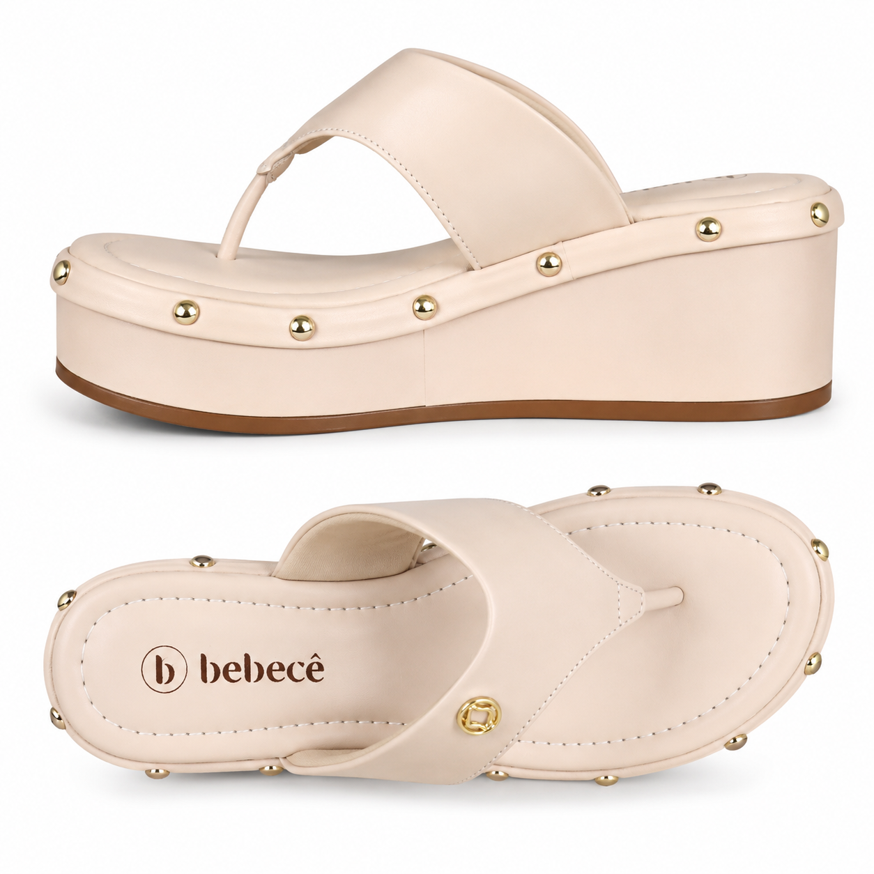 Tamanco Bebecê Sandália Plataforma de Dedo Boho T4068-453 Bege 3