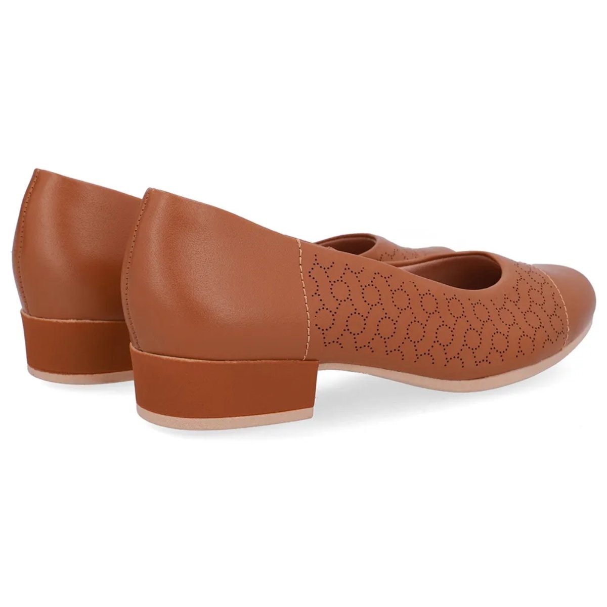 Scarpin Usaflex Salto Baixo Bloco Feminino Laser UD06002 Marrom 3