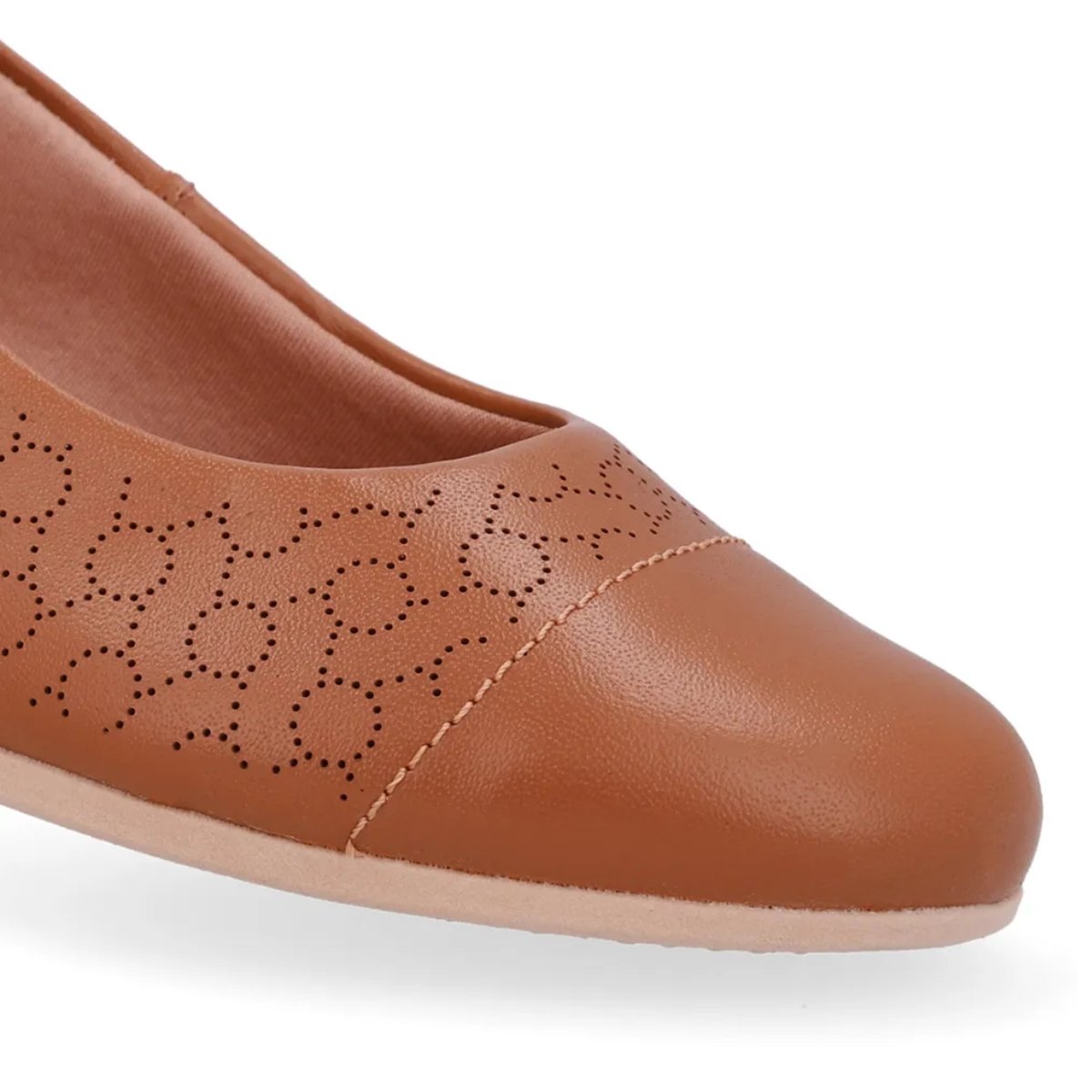Scarpin Usaflex Salto Baixo Bloco Feminino Laser UD06002 Marrom 4