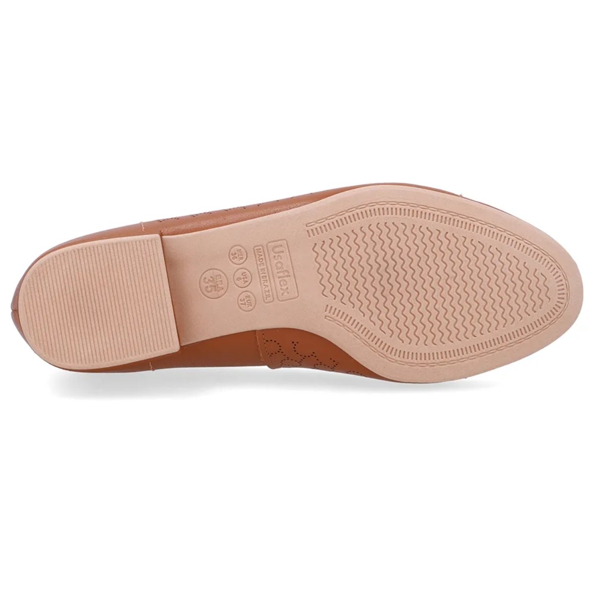 Scarpin Usaflex Salto Baixo Bloco Feminino Laser UD06002 Marrom 5